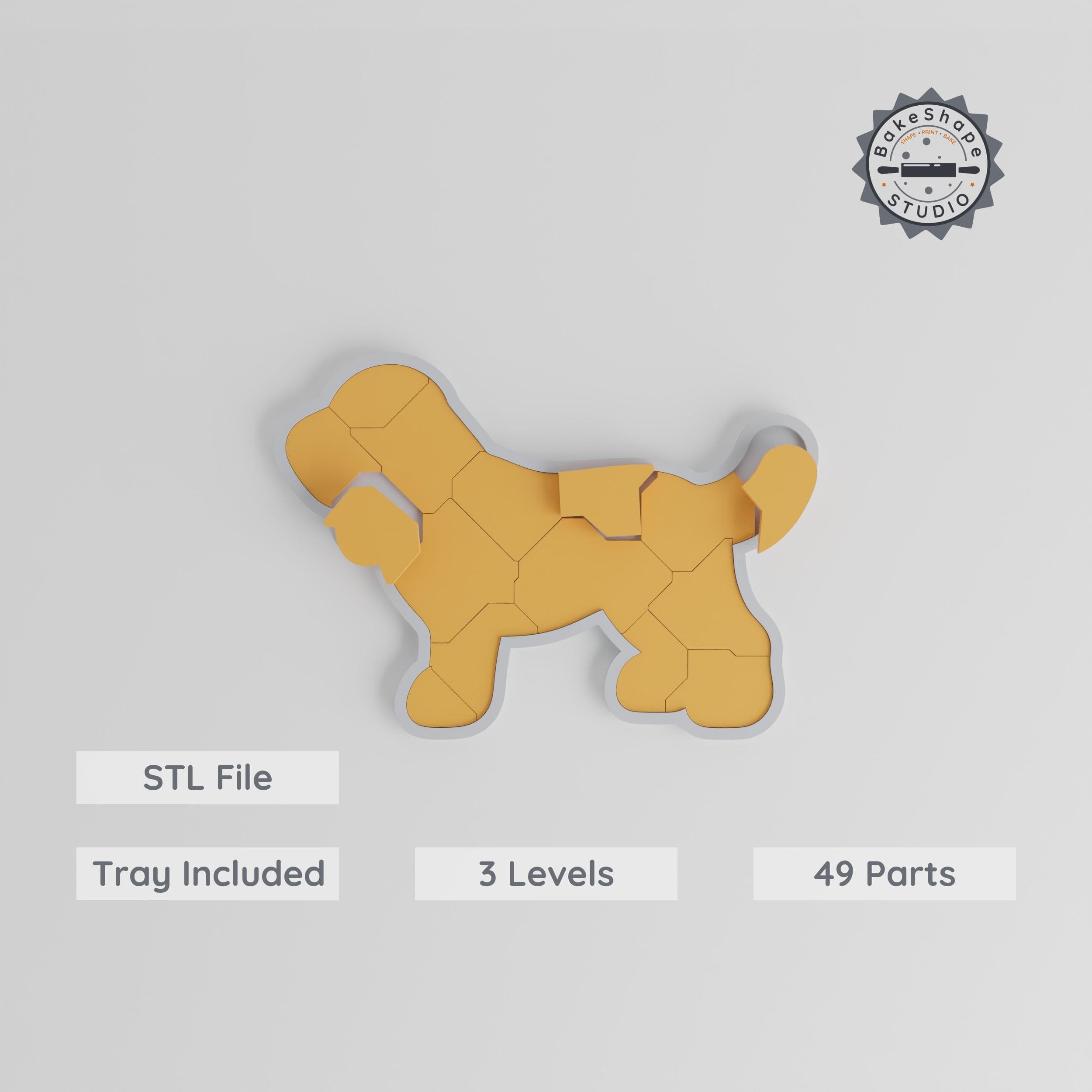 Montessori Bloodhound Puzzle, 3-Level Learning Tray, 9/15/24 pcs STL, Animal Tracker Dog Breed Pet Canine PRODUCT_8157 3d model