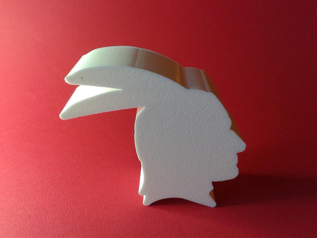 Native American profile silhouette, nestable box (v1) 3d model