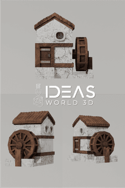 Water Wheel House 3d model