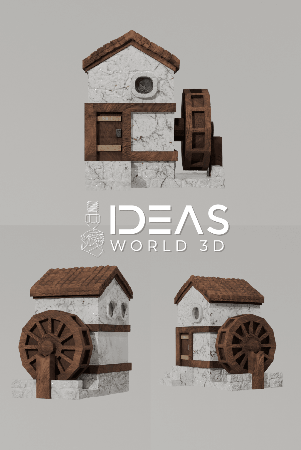 Water Wheel House 3d model