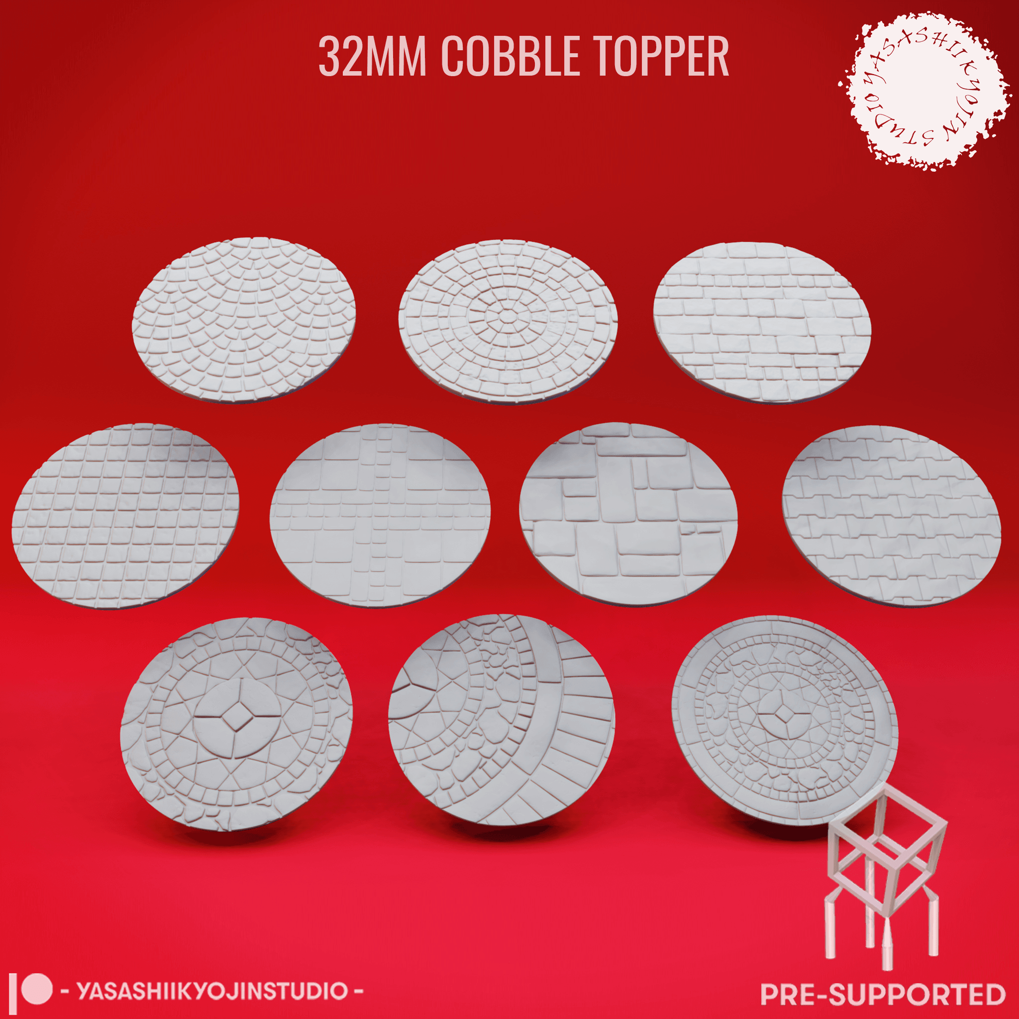 Basing Toppers - Cobble - 32mm (Pre-Supported) 3d model