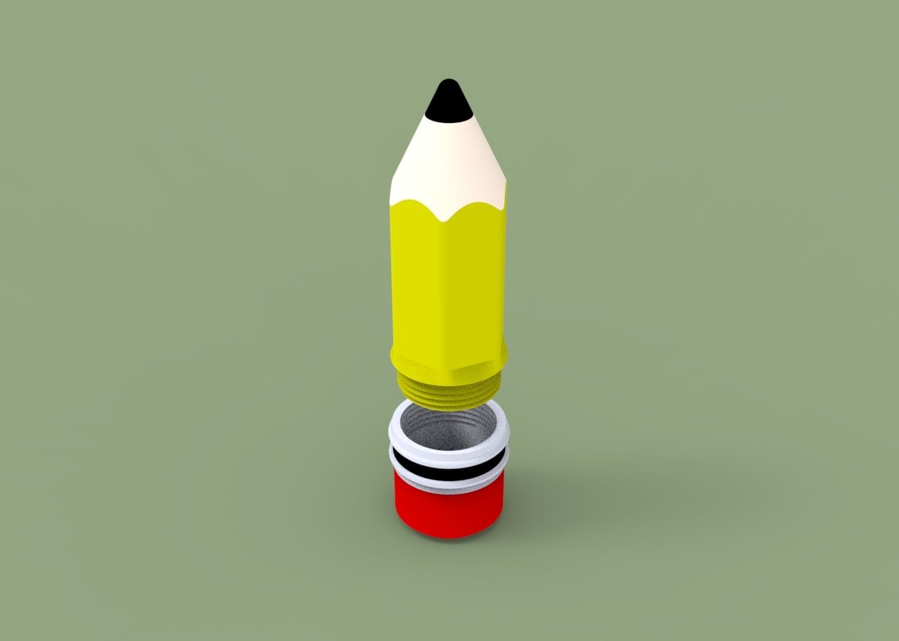 Pencil Capsule with Threaded Cap 3d model