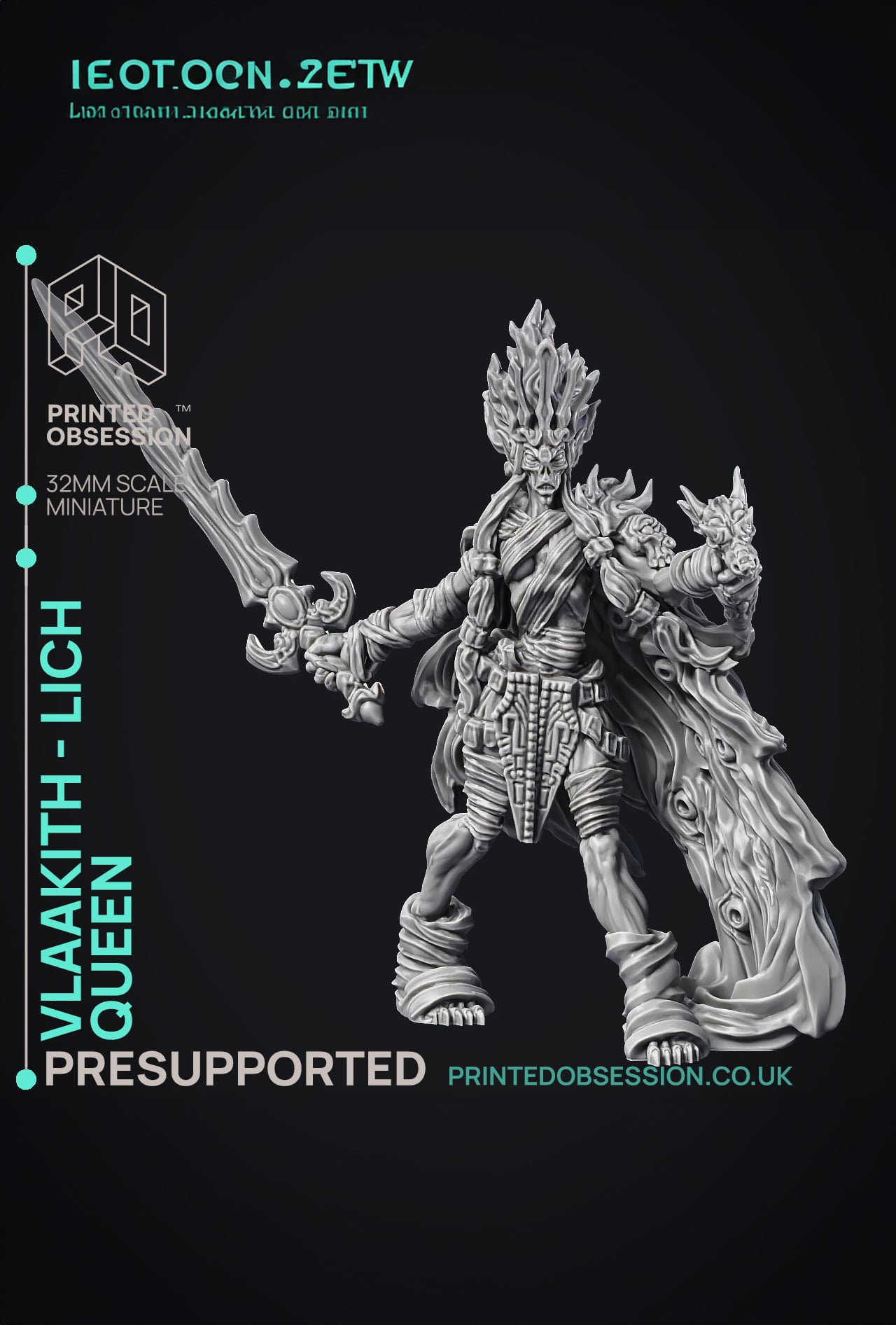 Vlaakith - Lich Queen - Gyth - PRE SUPPORTED - D&D 32mm 3d model