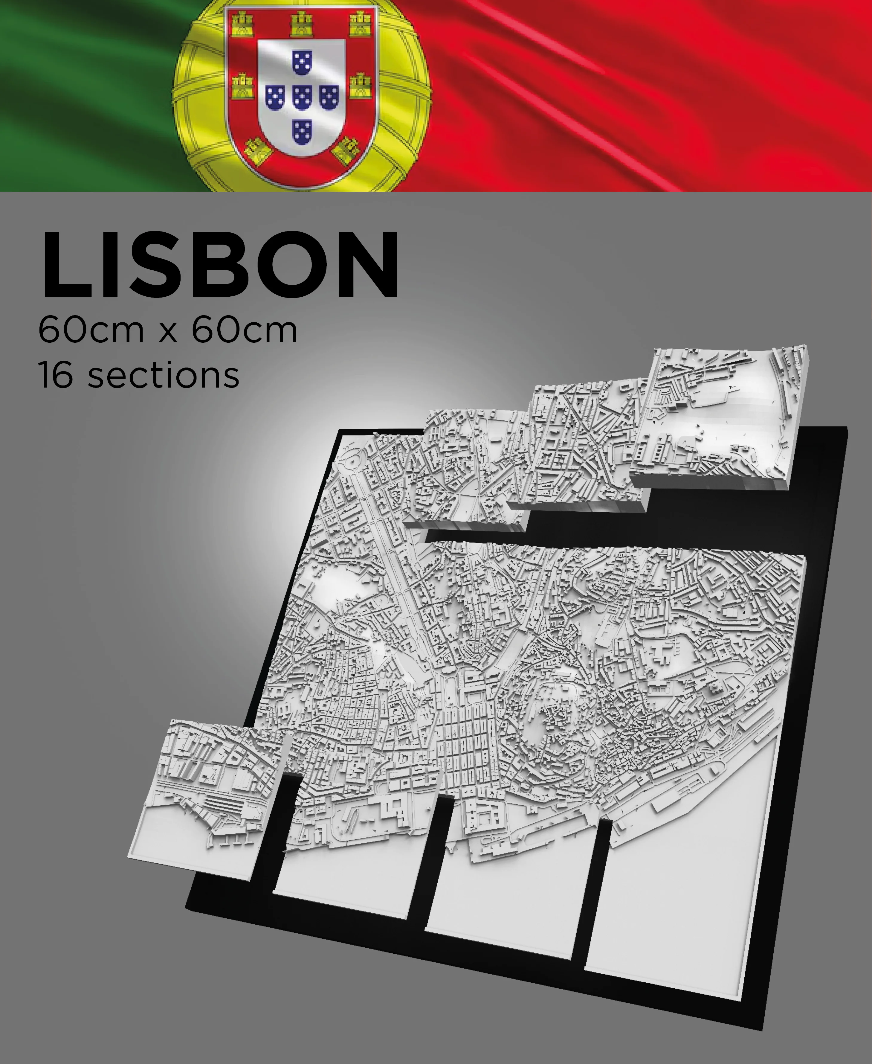 LISBON, Skyline 3d map 3d model