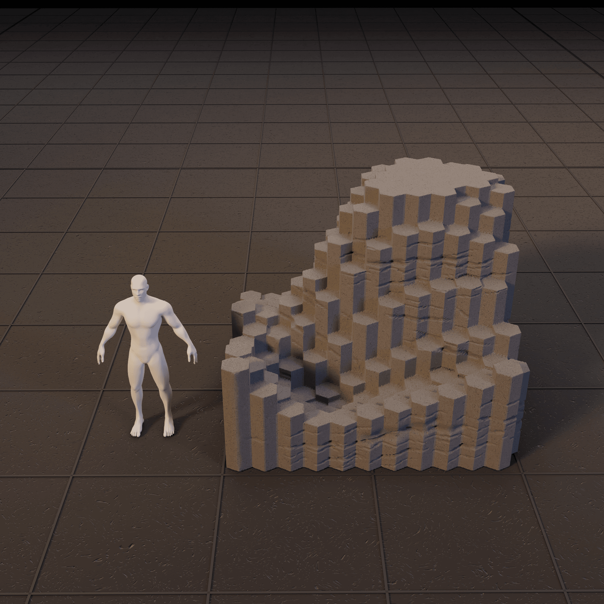 Basalt Hex Columns Terrain Set 3d model