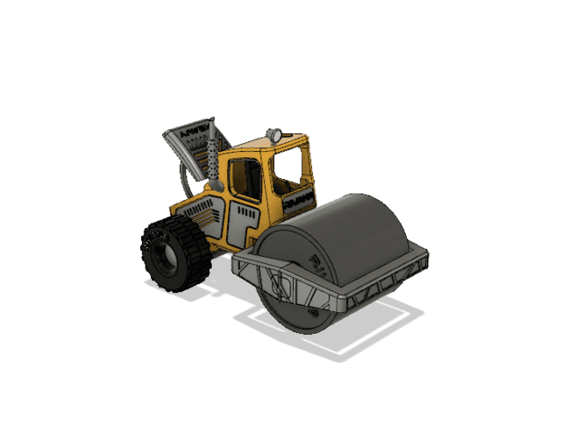 Yellow Road Roller Modern Version 2 with movements 3d model