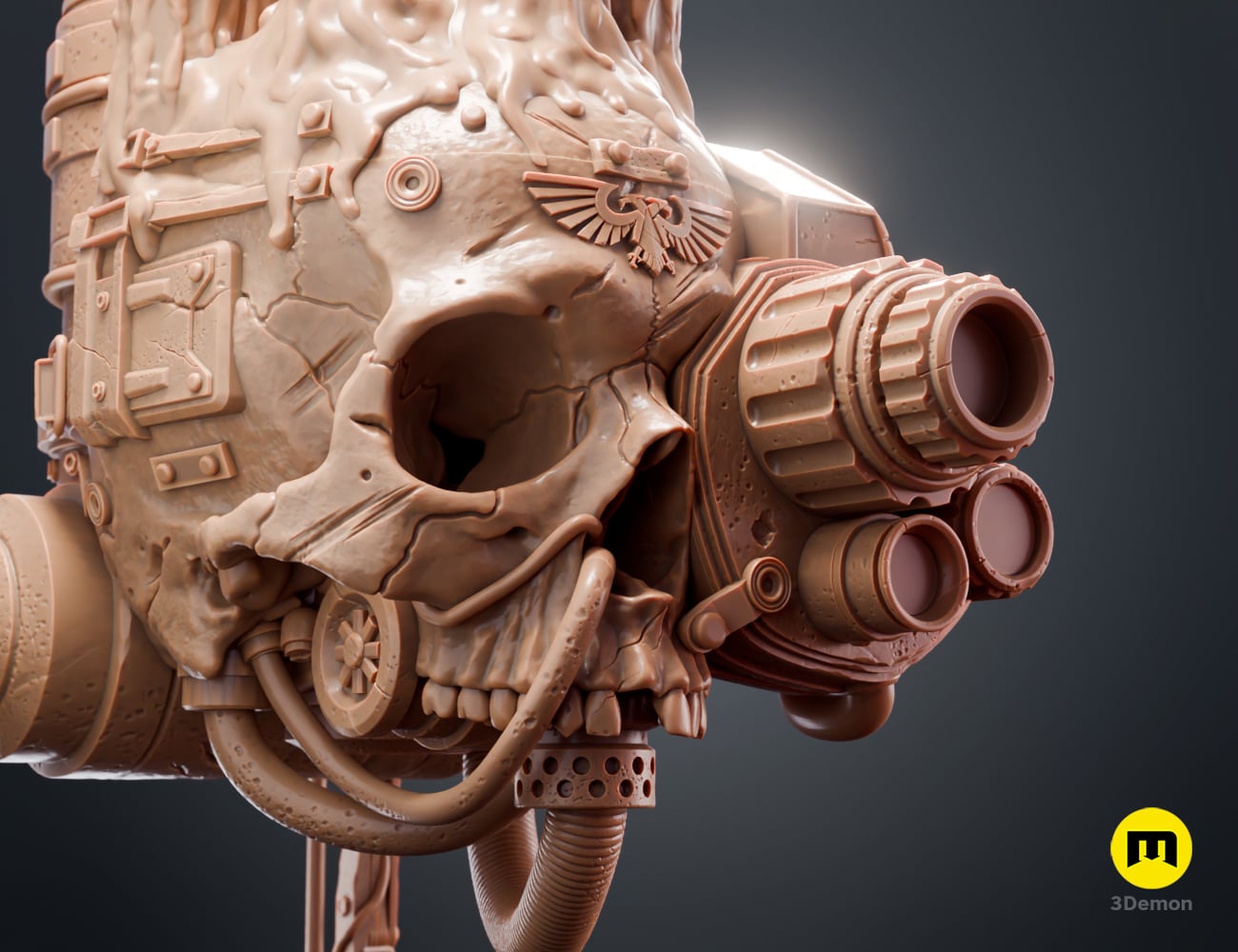 Servo Skull LED Candlelit Lantern 3d model