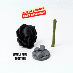 FORBIDDEN ROSE / ROSE WITH SKELETON HEAD ROSE AND STEM / GOTHIC DECOR / HALLOWEEN 3d model