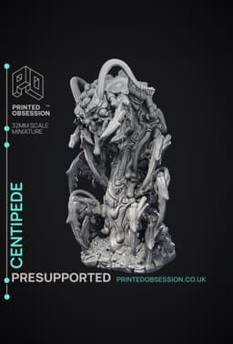 Scrap Centipede - Scrap Monster - PRESUPPORTED - Illustrated and Stats - 32mm scale 3d model