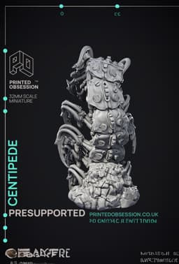 Scrap Centipede - Scrap Monster - PRESUPPORTED - Illustrated and Stats - 32mm scale 3d model