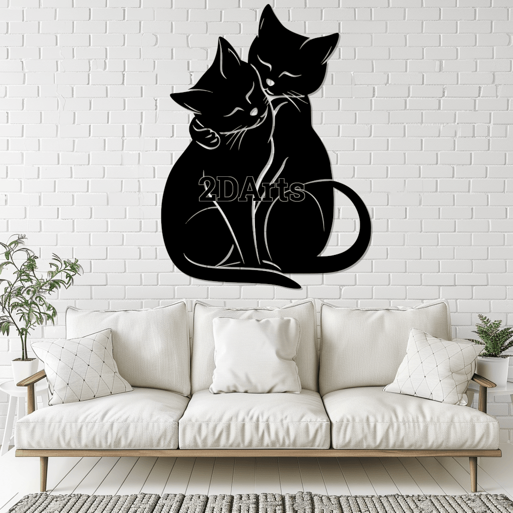 Two Cuddling Cats 2D Wall Art/Window Art 3d model
