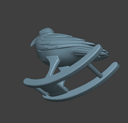 Rocking Raven Toy, Gothic Crow Rocker, Printable Bird Figurine, Halloween Shelf Decor, Dark Nursery 3d model