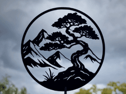 Zen Bonsai Mountains 2D Wall Art.stl 3d model
