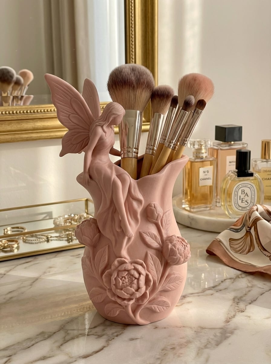 Fairy Goddess Vanity Organizer - Sculptural Floral Trinket Dish & Jewelry Tray 3d model