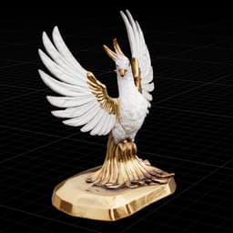 Golden Crystal Phoenix Sculpture 3d model