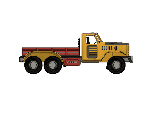Yellow Zil Old School Dump Truck 3d model