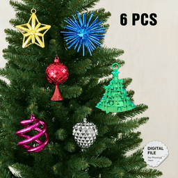 6 pcs. Christmas Ornaments, Mini Bundle Tree Decoration, Christmas Decor Set 3d model