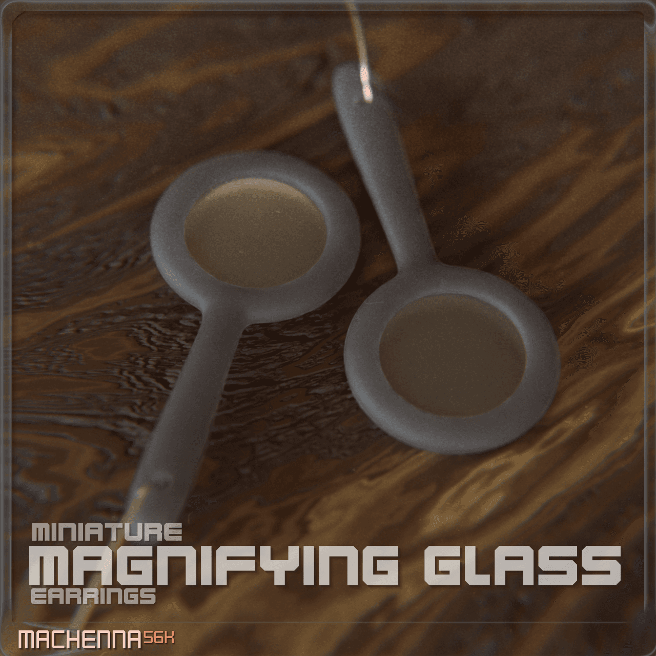 Miniature Magnifying Glass Earrings 3d model
