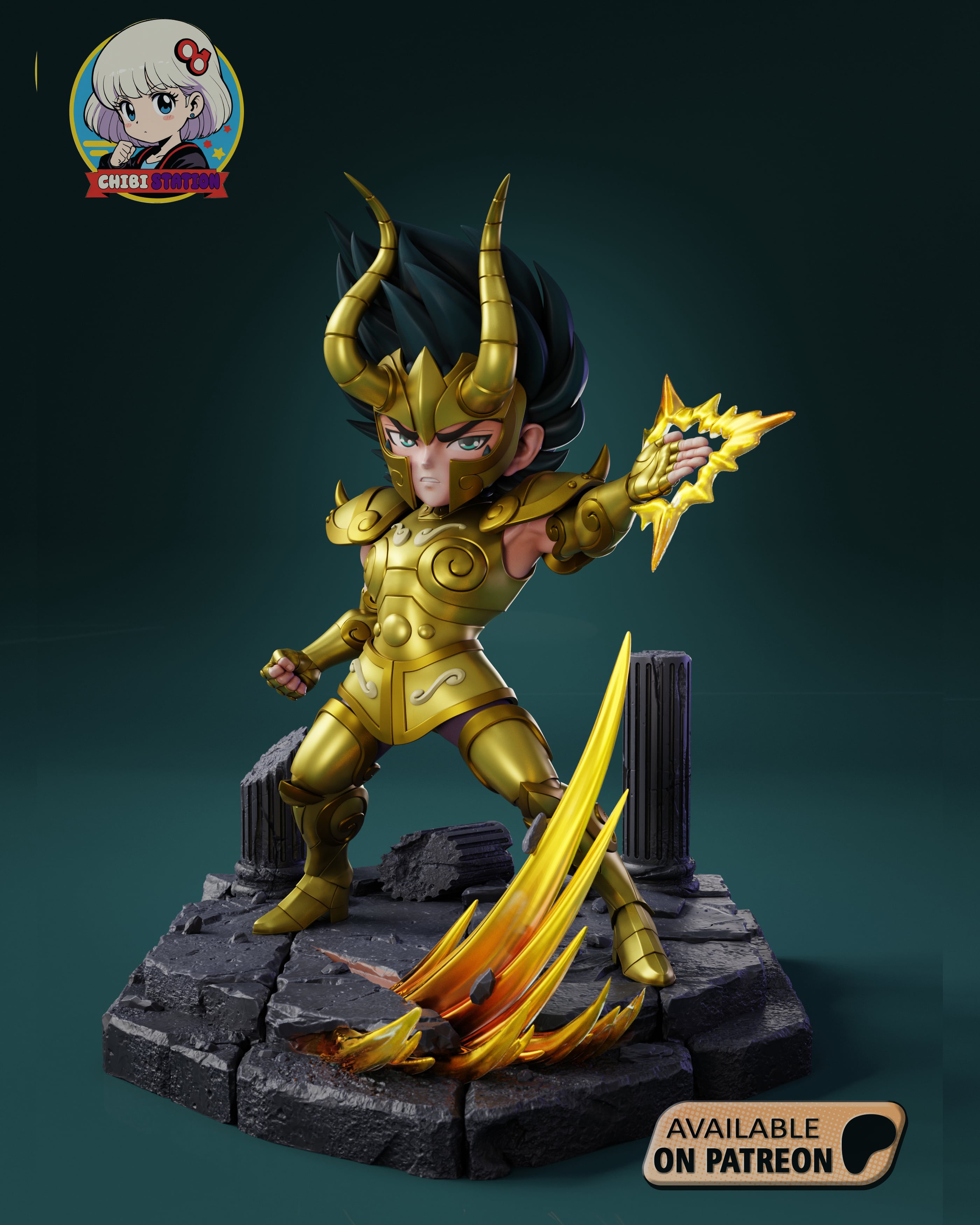 Saint Seiya Shura Chibi - Premium Collectible 3d model