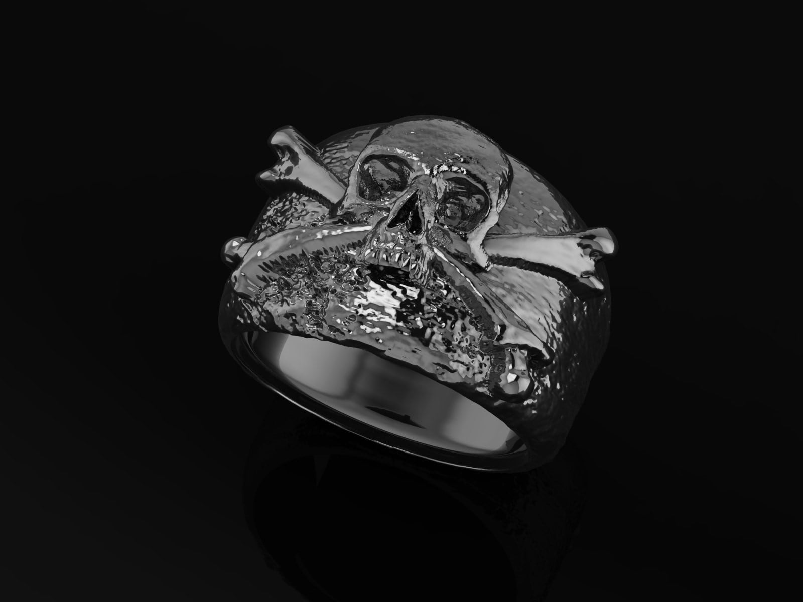 VINTAGE CROSSBONES PIRATE SKULL RING 3d model