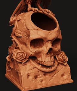 Gothic Raven Statue | Crow on Skull Decor | Dark Fantasy Sculpture | Halloween Graveyard Art 3d model