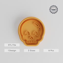 Skull Shape Cutter & Stamp Set, Perfect for Cookies & Fondant, Includes 3 Sizes, Scary Skeleton Head Design PRODUCT_3452 3d model