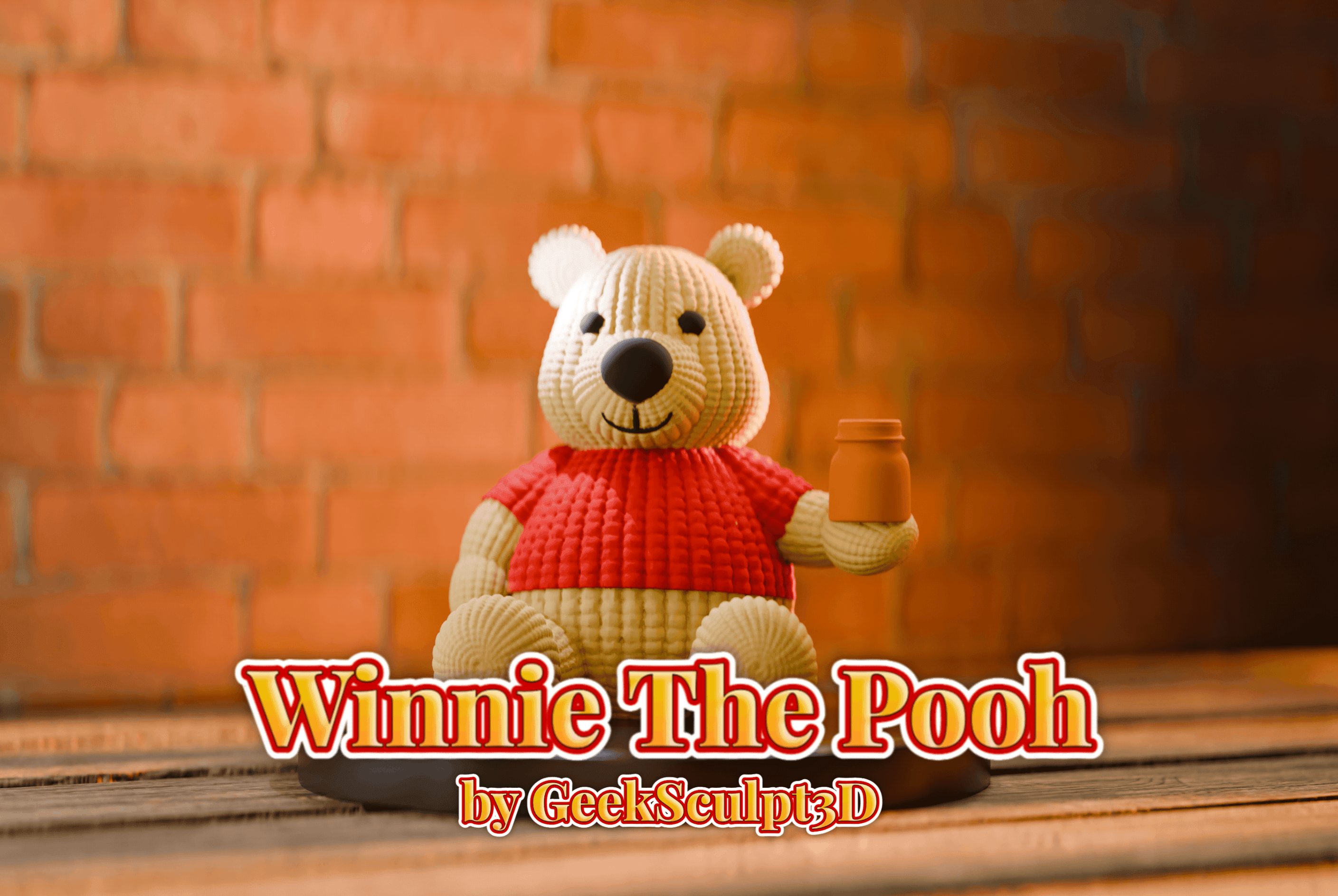 Winnie The Pooh 3D-Printable Figurine with Honey Jar 3d model