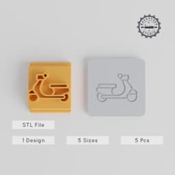 Scooter Stamp Tile, 5 Sizes 20-40mm, Perfect for Clay, Cookies & Fondant, Transportation Vehicle Design, Personal Transport 3D Print STL PRODUCT_3363 3d model