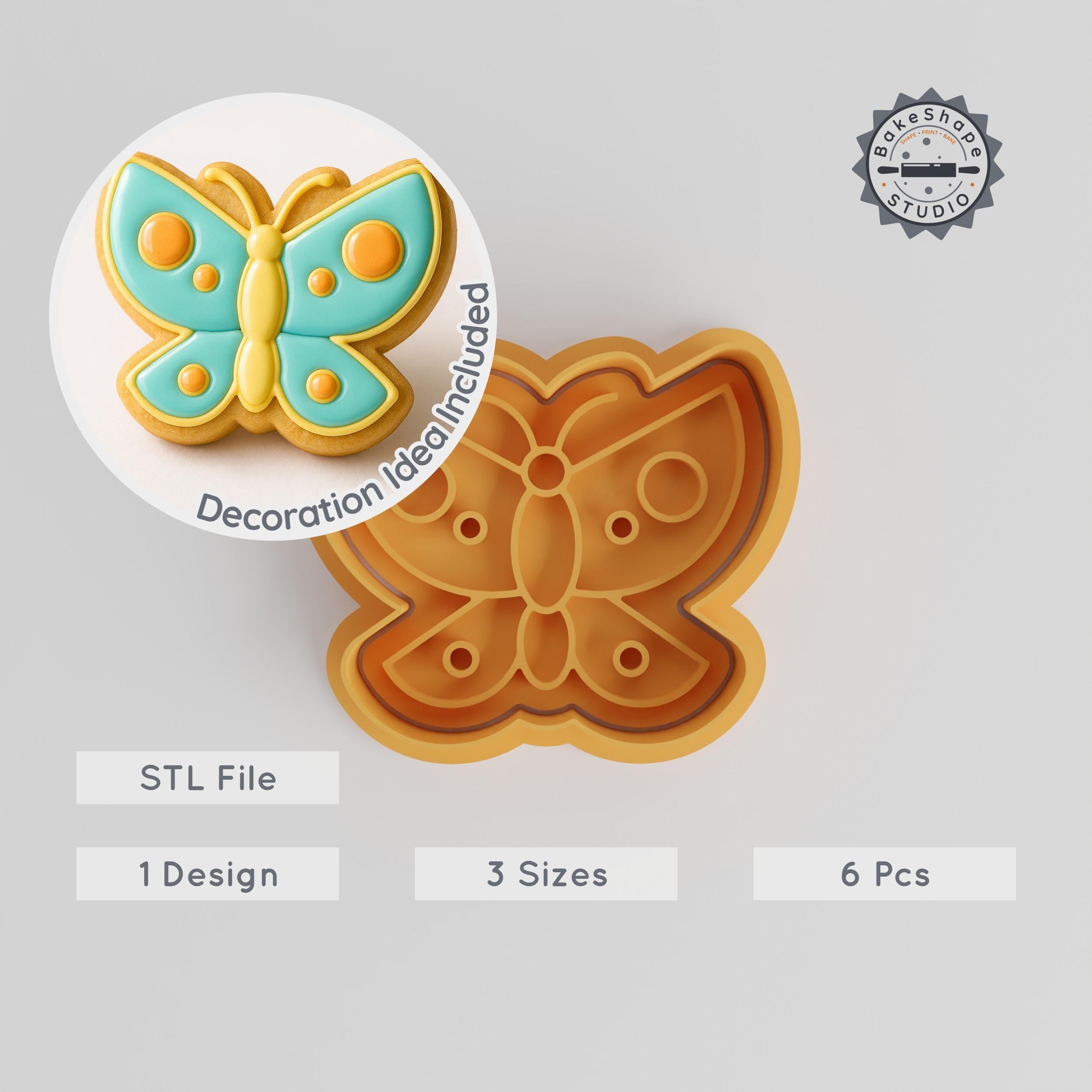 Butterfly Shape Cutter & Stamp Set, Perfect for Cookies & Fondant, Includes S/M/L Sizes, 6-Piece Insect Wings Collection PRODUCT_785 3d model