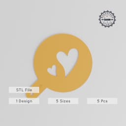 Heart Art Stencil Set, 5 Sizes, Compatible with Sugar, Cocoa & Paint, Ideal for Latte & Decor PRODUCT_1402 3d model