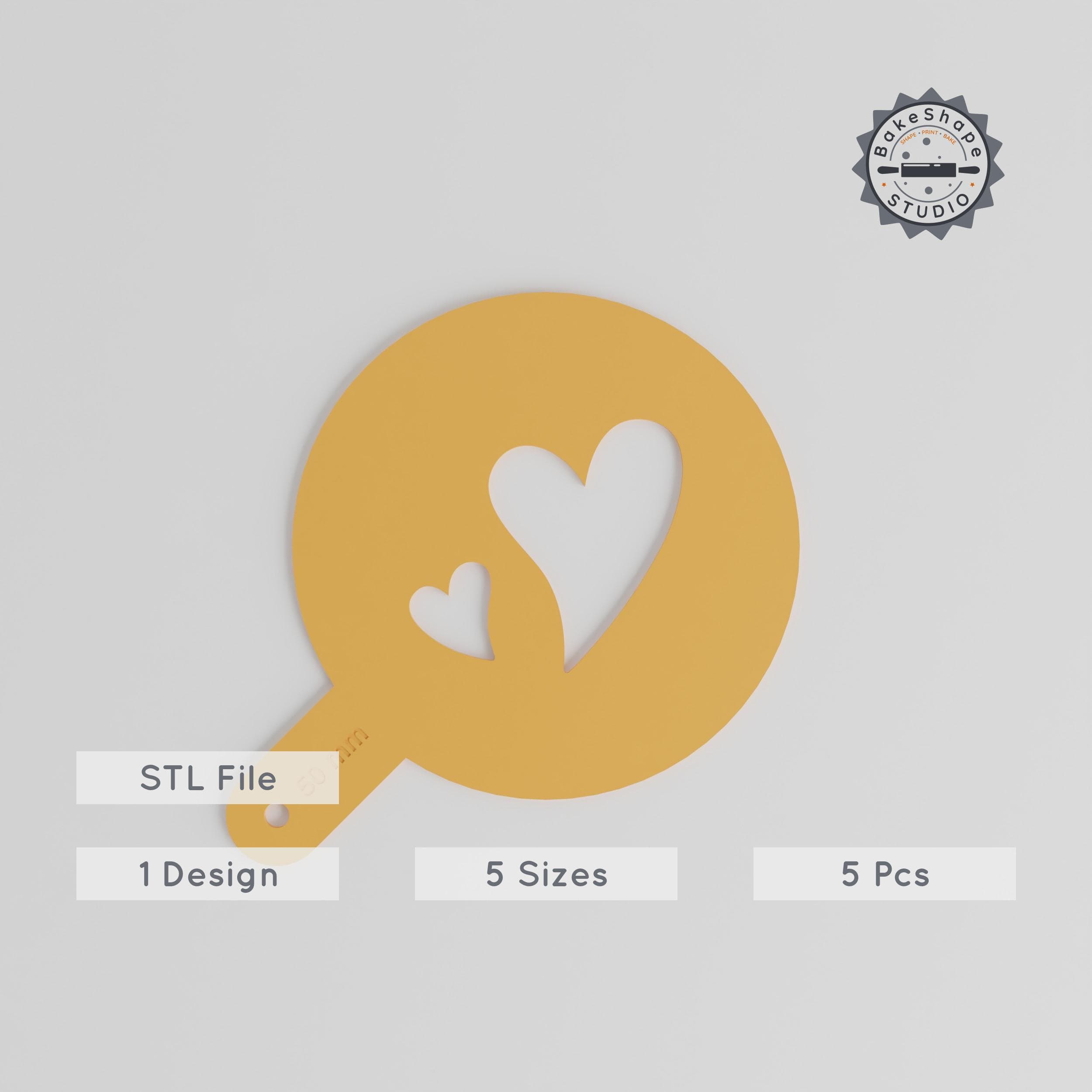 Heart Art Stencil Set, 5 Sizes, Compatible with Sugar, Cocoa & Paint, Ideal for Latte & Decor PRODUCT_1402 3d model