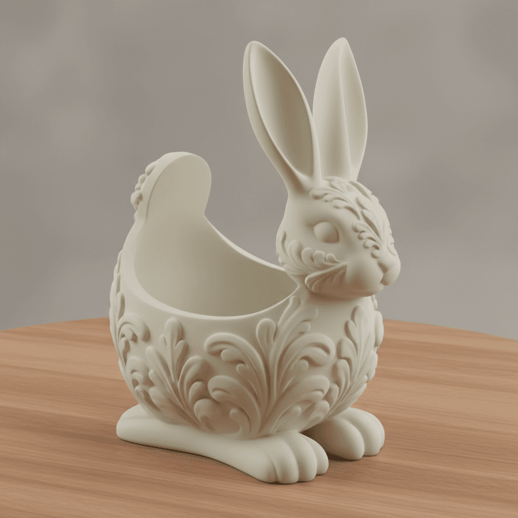 Cute Animal Storage Bunny Organizer Basket STL File 3d model