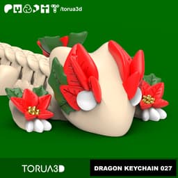 Articulated Dragon Keychain 027 - Christmas decoration - Print in place - No Supports - STL 3d model