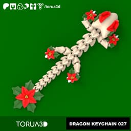 Articulated Dragon Keychain 027 - Christmas decoration - Print in place - No Supports - STL 3d model
