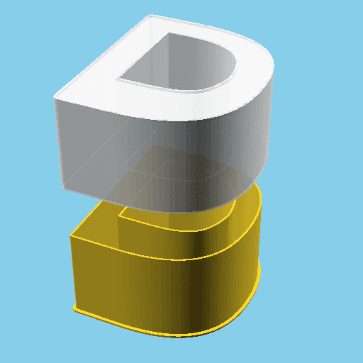 LATIN CAPITAL LETTER D, nestable box (v1) 3d model