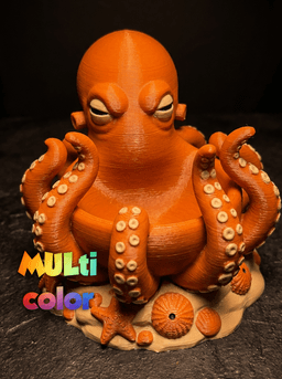 Grumpy Octopus Multi-Color 3MF | Sea Creature Figurine | Bambu Ready 3d model