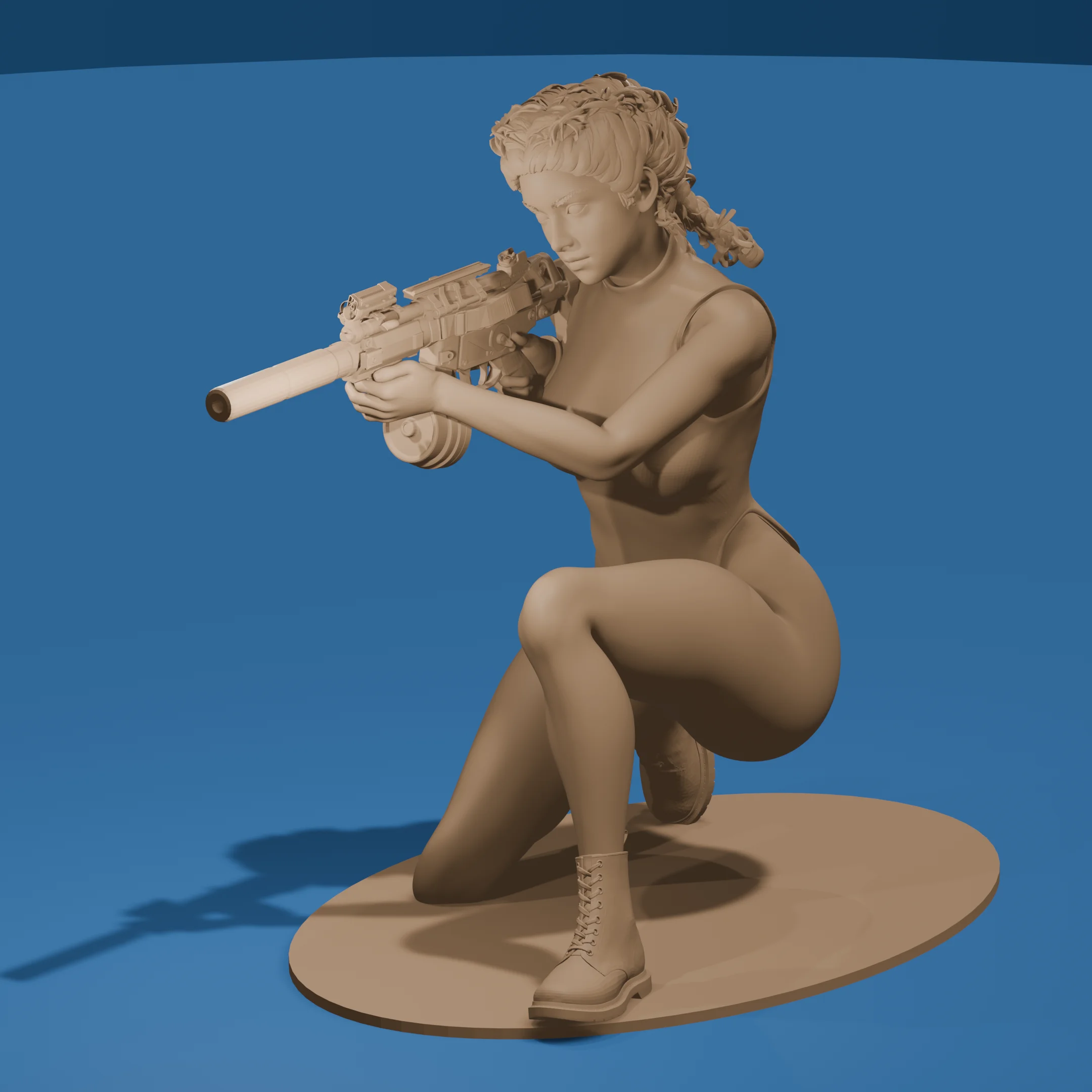Sexy Sniper Girl – 3D Printable STL Figure v2 3d model