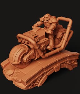 Fallout Power Armor Motorcycle Statue | Post-Apocalyptic Biker Figure | Wasteland Diorama 3D Print 3d model