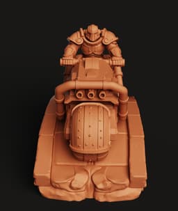 Fallout Power Armor Motorcycle Statue | Post-Apocalyptic Biker Figure | Wasteland Diorama 3D Print 3d model
