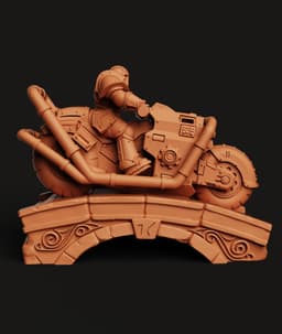 Fallout Power Armor Motorcycle Statue | Post-Apocalyptic Biker Figure | Wasteland Diorama 3D Print 3d model