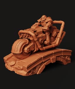 Fallout Power Armor Motorcycle Statue | Post-Apocalyptic Biker Figure | Wasteland Diorama 3D Print 3d model