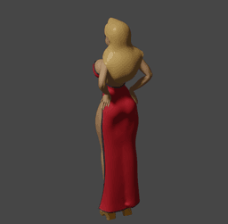 Voluptuous Toon Woman in Elegant Red Dress v2 3d model