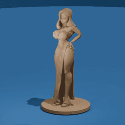 Voluptuous Toon Woman in Elegant Red Dress v2 3d model