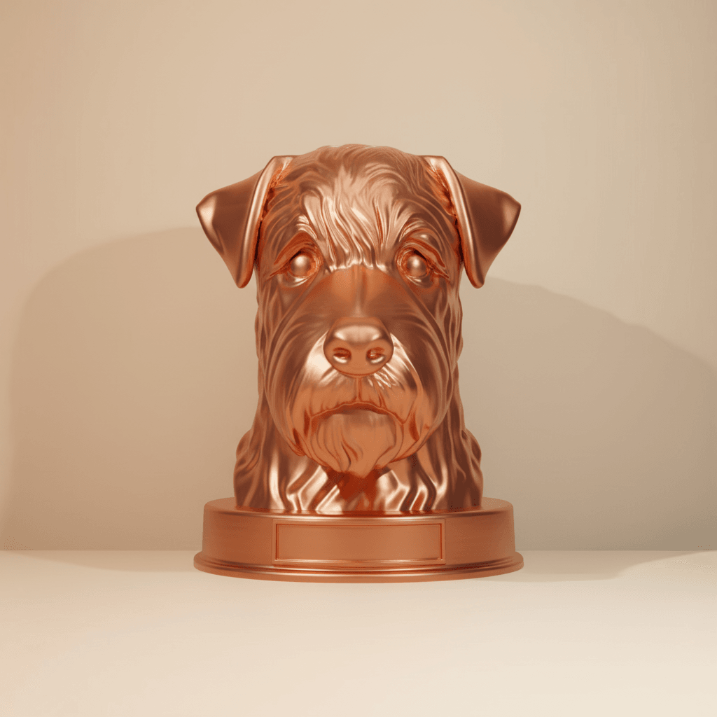 Soft Coated Wheaten Terrier Dog Bust with Nameplate - 3D Printable Pet Memorial Statue 3d model