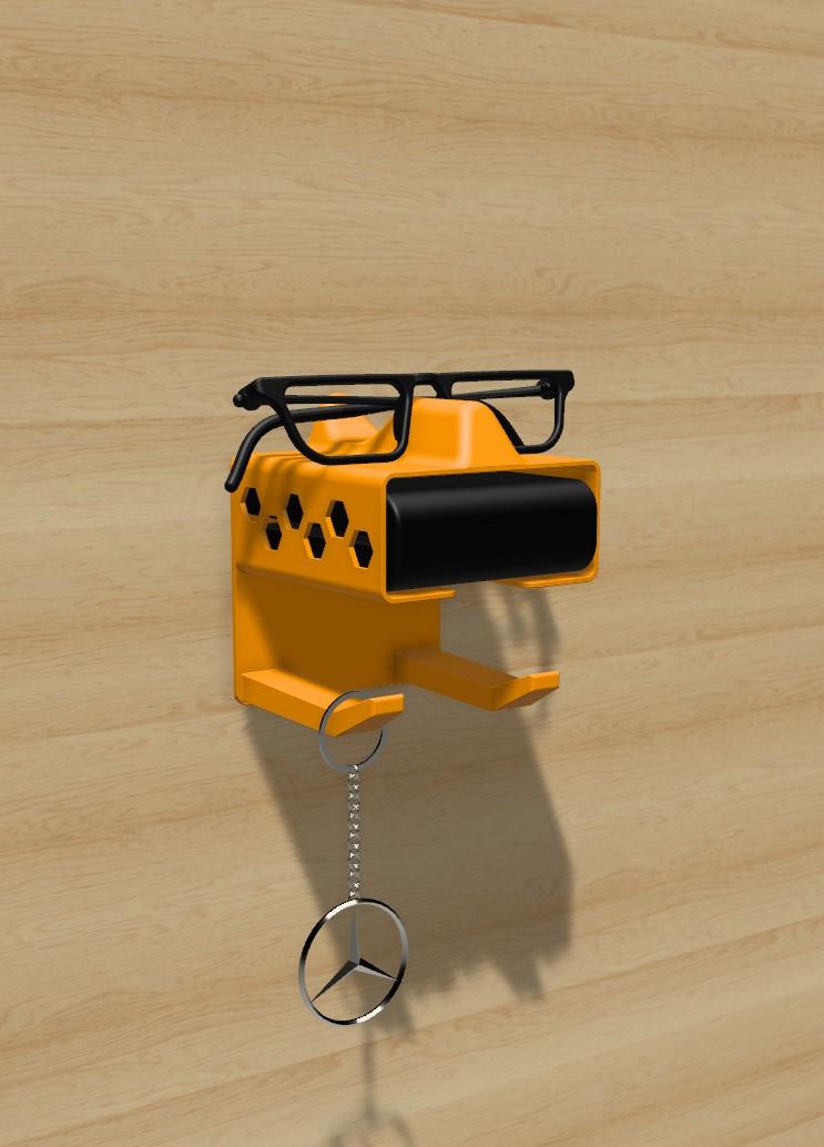 Glasses, Wallet, Keys Wall Holder 3d model