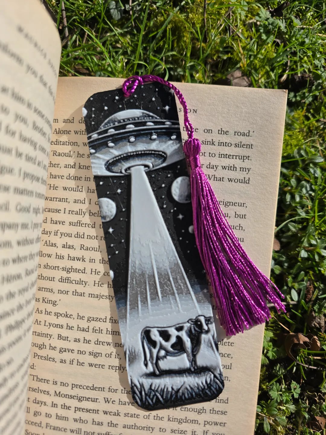 Cow Abduction" 3D Printed Bookmark β Multi-Color Layered Design 3d model