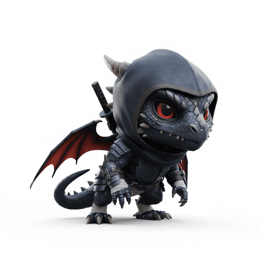 Cute Dragon : Tiny Ninja Dragon Stealth Creature 3d model