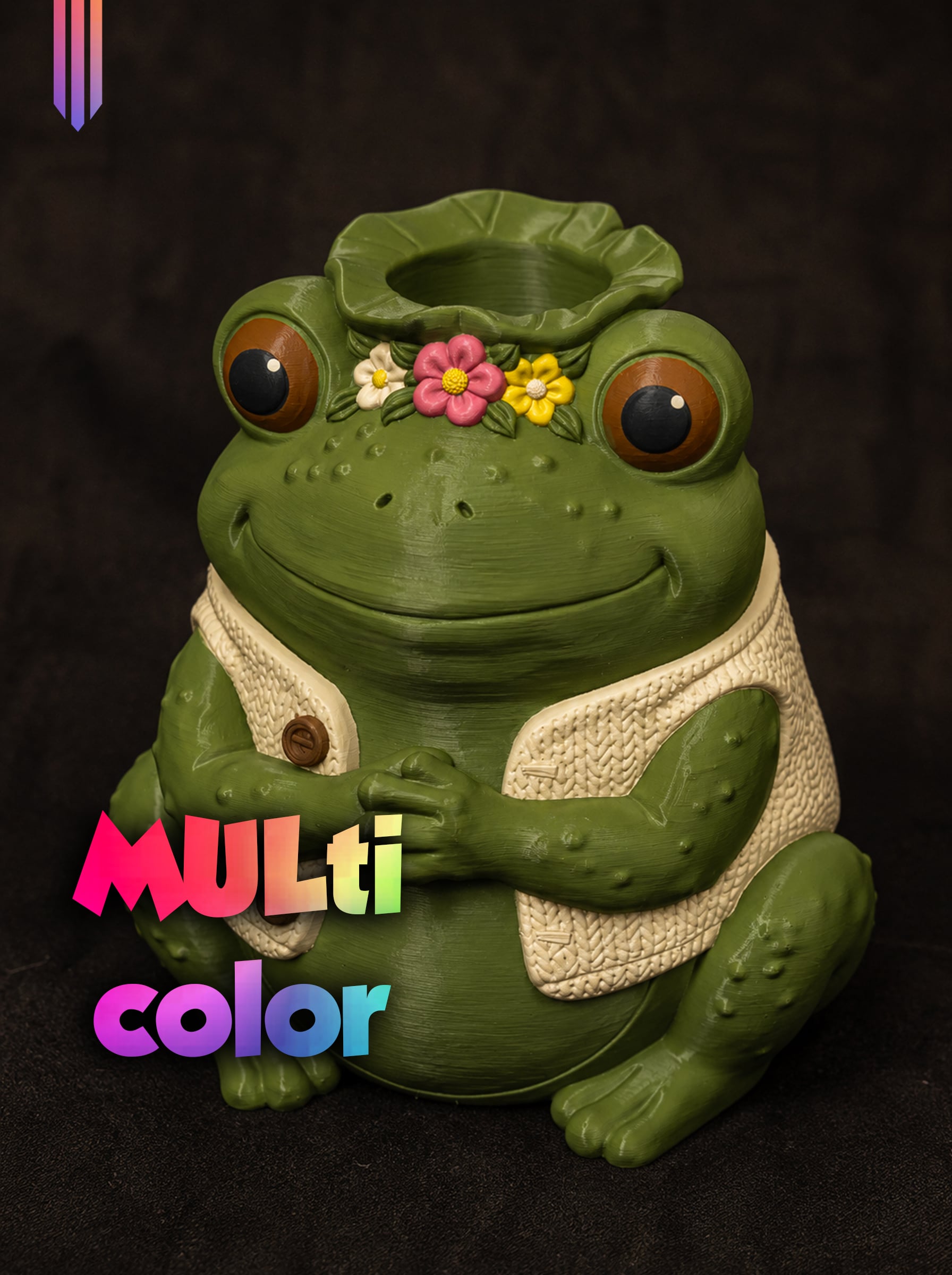 Cottage Frog Planter 3MF | Cottagecore Decor Multi-Color | Functional 3d model