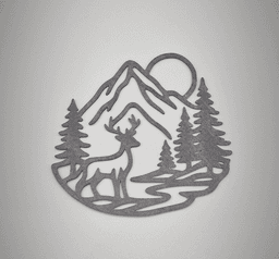Mountain Deer Nature 2D Wall Art 3d model