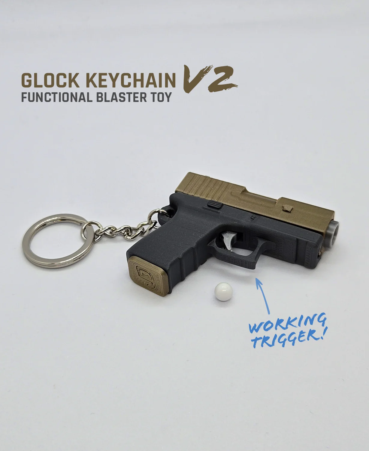 Glock Keychain V2 — Functional Blaster Toy 3d model